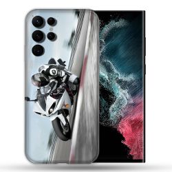 Coque compatible Magsafe Pour Samsung Galaxy S22 Ultra Moto Course GP Blanche
