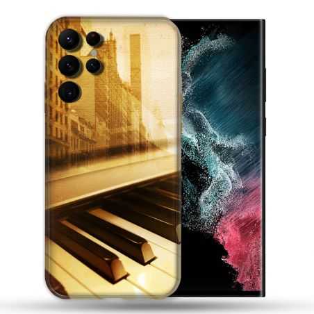 Coque compatible Magsafe Pour Samsung Galaxy S22 Ultra Musique Piano Retro