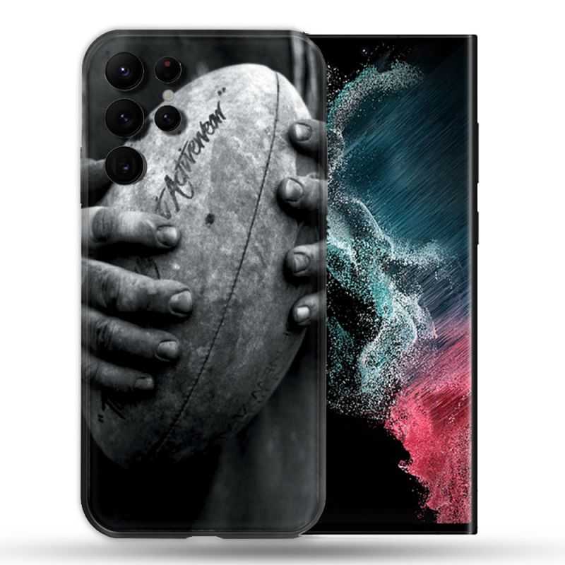 Coque compatible Magsafe Pour Samsung Galaxy S22 Ultra Sport Rugby Ballon Vintage