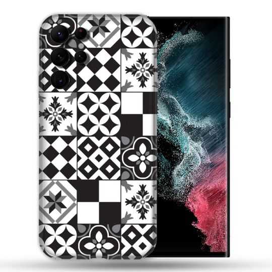 Coque compatible Magsafe Pour Samsung Galaxy S22 Ultra Texture Carreau Ciment Noir