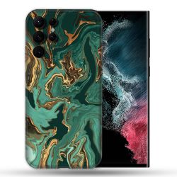 Coque compatible Magsafe Pour Samsung Galaxy S22 Ultra Texture Marbre Vert