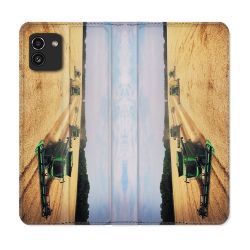 Housse Cuir Portefeuille pour Samsung Galaxy A03 Agriculture Moissonneuse