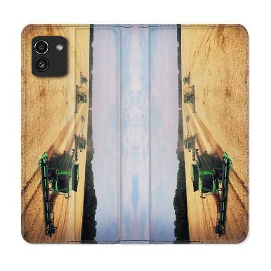Housse Cuir Portefeuille pour Samsung Galaxy A03 Agriculture Moissonneuse