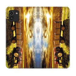 Housse Cuir Portefeuille pour Samsung Galaxy A03 Agriculture Tracteur Color