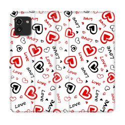 Housse Cuir Portefeuille pour Samsung Galaxy A03 Amour Love