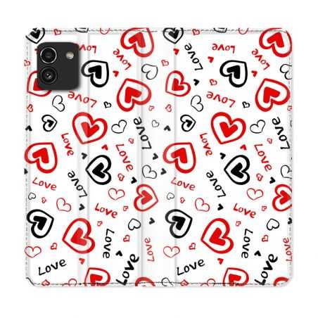 Housse Cuir Portefeuille pour Samsung Galaxy A03 Amour Love