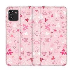 Housse Cuir Portefeuille pour Samsung Galaxy A03 Amour Ptis Coeurs