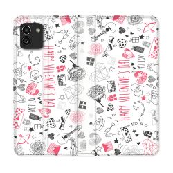 Housse Cuir Portefeuille pour Samsung Galaxy A03 Amour Valentines