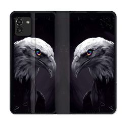 Housse Cuir Portefeuille pour Samsung Galaxy A03 Animal Aigle Royal Noir