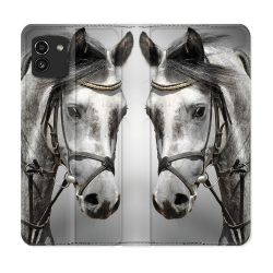 Housse Cuir Portefeuille pour Samsung Galaxy A03 Animal Cheval Blanc