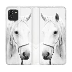 Housse Cuir Portefeuille pour Samsung Galaxy A03 Animal Cheval Cristal