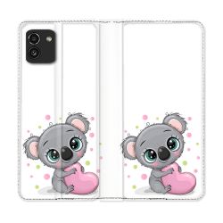 Housse Cuir Portefeuille pour Samsung Galaxy A03 Animal Koala Cœur