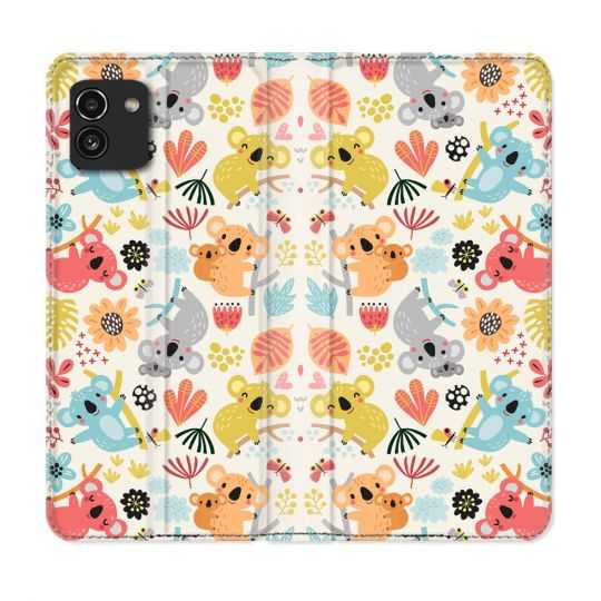 Housse Cuir Portefeuille pour Samsung Galaxy A03 Animal Koala Pattern