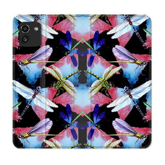 Housse Cuir Portefeuille pour Samsung Galaxy A03 Animal Libellule