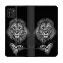 Housse Cuir Portefeuille pour Samsung Galaxy A03 Animal Lion Majestueux