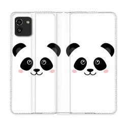 Housse Cuir Portefeuille pour Samsung Galaxy A03 Animal Panda Blanc