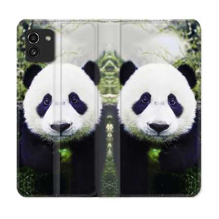 Housse Cuir Portefeuille pour Samsung Galaxy A03 Animal Panda Color