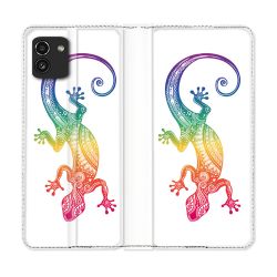 Housse Cuir Portefeuille pour Samsung Galaxy A03 Animal Salamandre Color