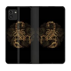 Housse Cuir Portefeuille pour Samsung Galaxy A03 Animal Scorpion Fresque