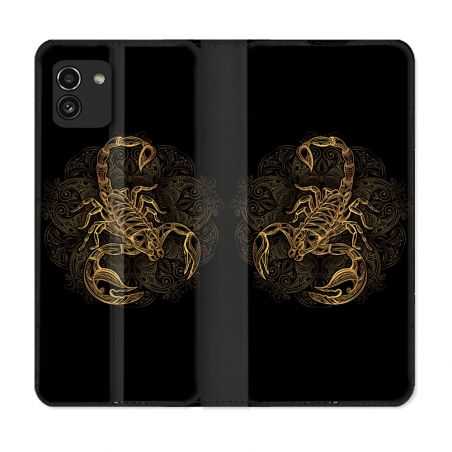 Housse Cuir Portefeuille pour Samsung Galaxy A03 Animal Scorpion Fresque