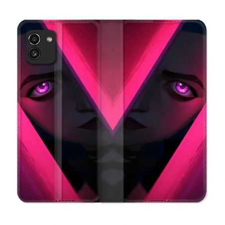 Housse Cuir Portefeuille pour Samsung Galaxy A03 Arcane Jynx Rose