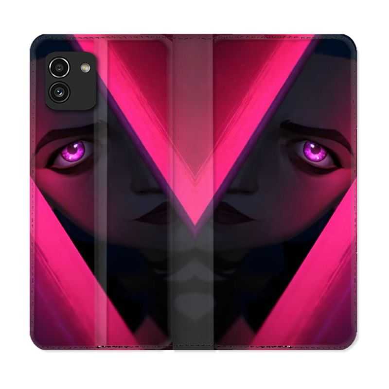 Housse Cuir Portefeuille pour Samsung Galaxy A03 Arcane Jynx Rose