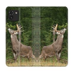 Housse Cuir Portefeuille pour Samsung Galaxy A03 Chasse Cerf