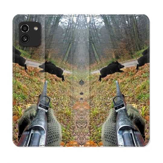 Housse Cuir Portefeuille pour Samsung Galaxy A03 Chasse Vision Tir