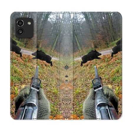 Housse Cuir Portefeuille pour Samsung Galaxy A03 Chasse Vision Tir