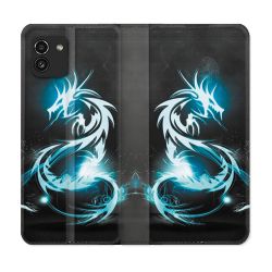 Housse Cuir Portefeuille pour Samsung Galaxy A03 Fantastique Dragon Bleu