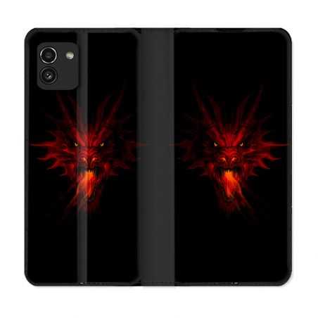 Housse Cuir Portefeuille pour Samsung Galaxy A03 Fantastique Dragon Feu