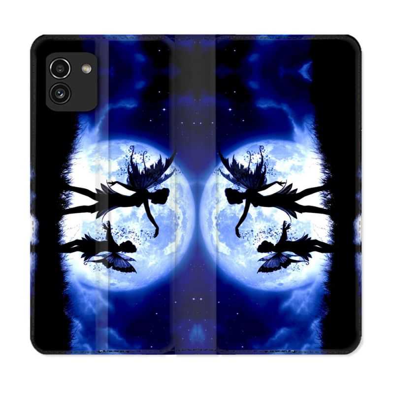Housse Cuir Portefeuille pour Samsung Galaxy A03 Fantastique Fee Lune