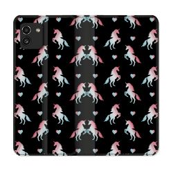 Housse Cuir Portefeuille pour Samsung Galaxy A03 Fantastique Licorne Pattern