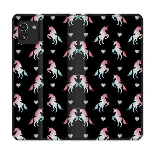 Housse Cuir Portefeuille pour Samsung Galaxy A03 Fantastique Licorne Pattern
