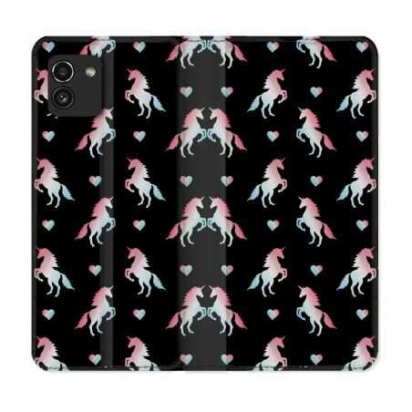 Housse Cuir Portefeuille pour Samsung Galaxy A03 Fantastique Licorne Pattern