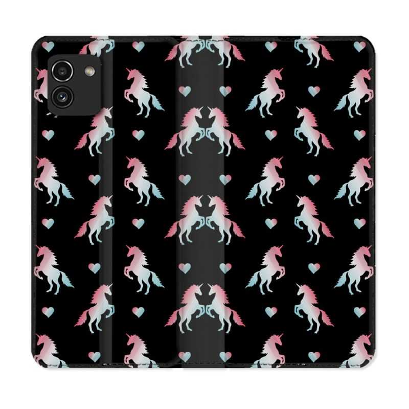 Housse Cuir Portefeuille pour Samsung Galaxy A03 Fantastique Licorne Pattern