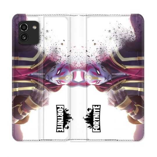 Housse Cuir Portefeuille pour Samsung Galaxy A03 Fortnite Blanc