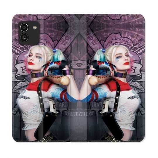 Housse Cuir Portefeuille pour Samsung Galaxy A03 Harley Quinn Batte