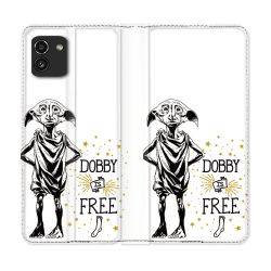 Housse Cuir Portefeuille pour Samsung Galaxy A03 Harry Potter Dobby Free Blanc