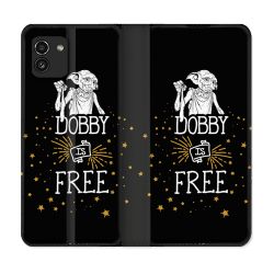 Housse Cuir Portefeuille pour Samsung Galaxy A03 Harry Potter Dobby Free Noir