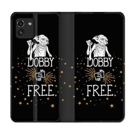 Housse Cuir Portefeuille pour Samsung Galaxy A03 Harry Potter Dobby Free Noir