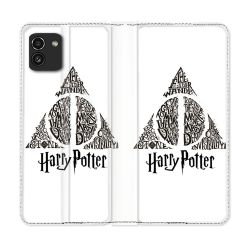 Housse Cuir Portefeuille pour Samsung Galaxy A03 Harry Potter Hollows triangle Blanc
