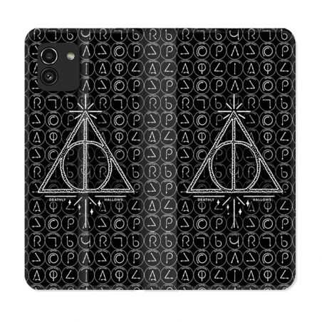 Housse Cuir Portefeuille pour Samsung Galaxy A03 Harry Potter Hollows Triangle Noir