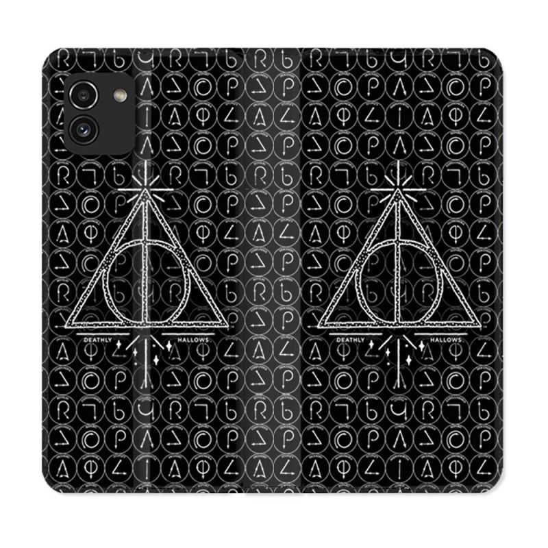 Housse Cuir Portefeuille pour Samsung Galaxy A03 Harry Potter Hollows Triangle Noir