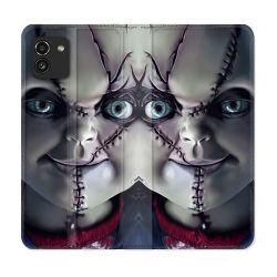 Housse Cuir Portefeuille pour Samsung Galaxy A03 Horreur Chucky Cicatrice