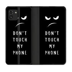Housse Cuir Portefeuille pour Samsung Galaxy A03 Humour Don't Touch