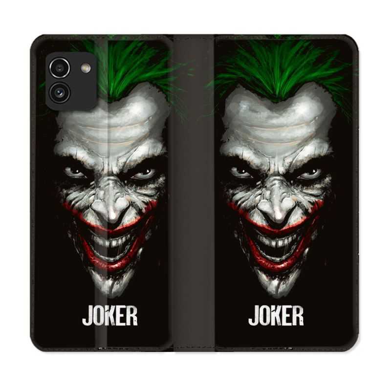 Housse Cuir Portefeuille pour Samsung Galaxy A03 Joker Noir