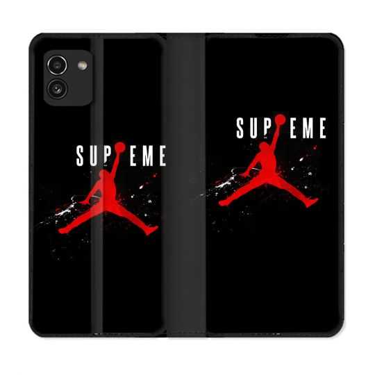 Housse Cuir Portefeuille pour Samsung Galaxy A03 Jordan Supreme Noir