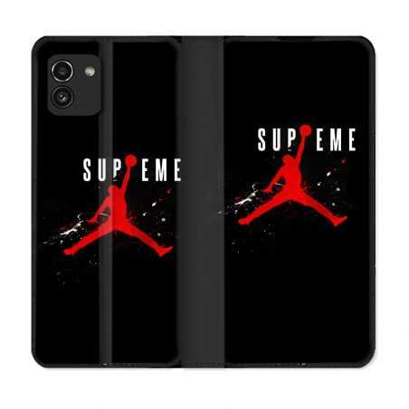 Housse Cuir Portefeuille pour Samsung Galaxy A03 Jordan Supreme Noir