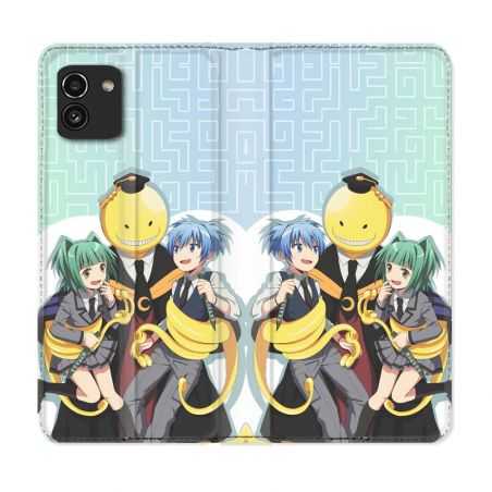Housse Cuir Portefeuille pour Samsung Galaxy A03 Manga Assassination Classroom Kuro Trio